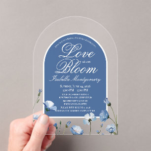 Blaue-Palette-Wildflower-Braut-Party Acryleinladungen
