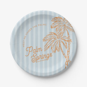 Blaue Palm Spring Pastell-Strandparty-Geschenke Pappteller
