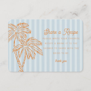Blaue Palm Springs Pastell Strand Rezeptkarte Begleitkarte