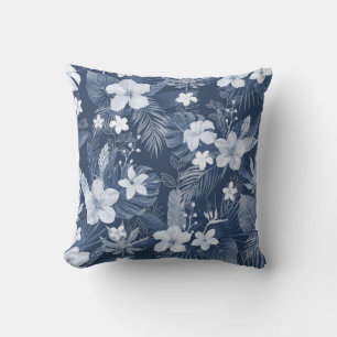 Blaue Palme Blätter Tropische Blume Kissen