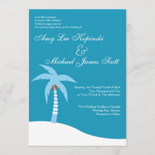 BLAUE PALMTREE KARIBISCHE MEERE HOCHZEIT IN EINLADUNG