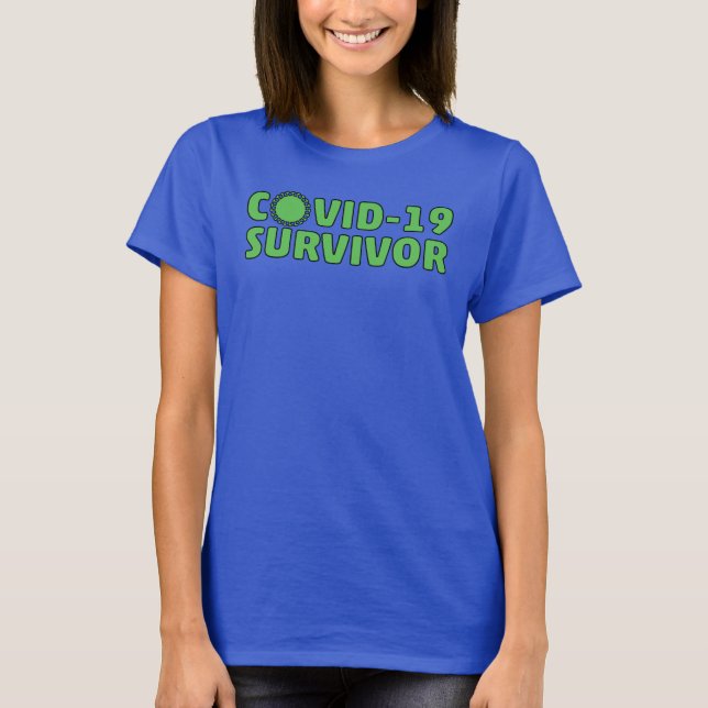 Blaue Pandemie Coronavirus Covid-19 Survivor T-Shirt (Vorderseite)