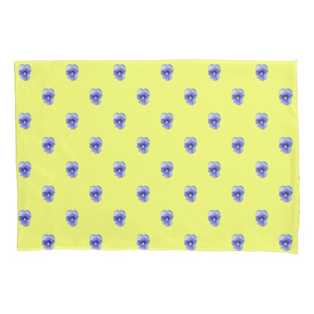 Blaue Pansa auf Gelb - Pillowcase Kissenbezug (Vorderseite)