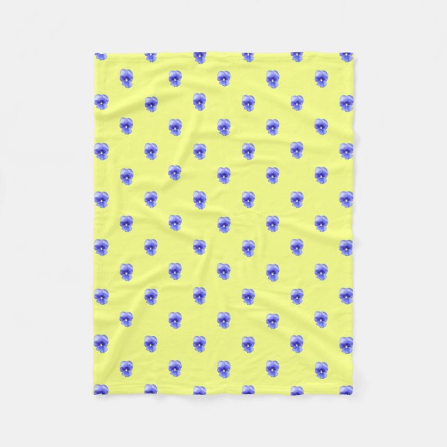 Blaue Pansy auf Gelb - Fleece Blanket (Vorderseite)