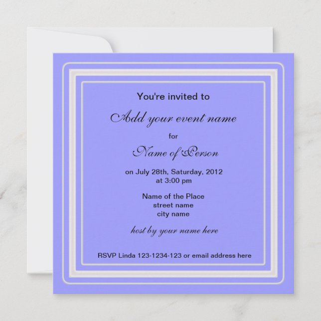 Blaue Pansy-Blume Party Einladung (Vorderseite)