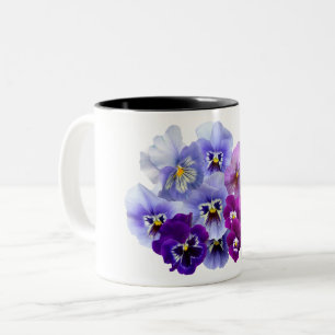 Blaue Pansy-Blumen-Blumenfrühlings-Stiefmütterch Zweifarbige Tasse