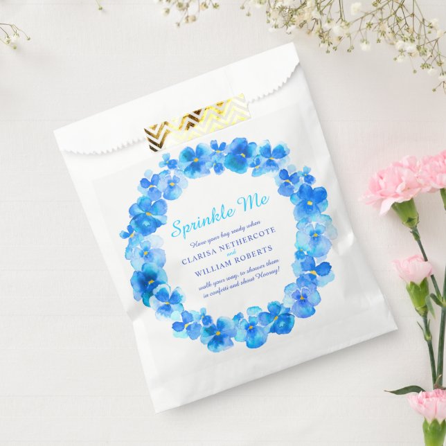 Blaue Pantolette Aquarell Hochzeitsbrille mich Kon Geschenktütchen (Versiegelt)