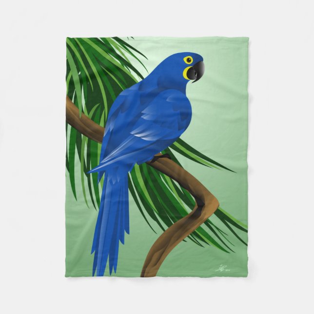 Blaue Papageien-Geschenke Fleecedecke (Vorderseite)
