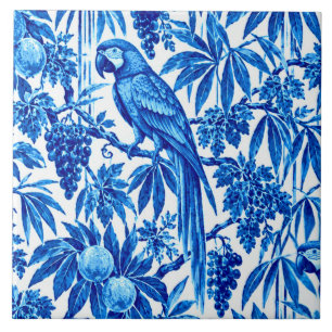 Blaue Papageien in einem tropischen Garten Fliese