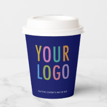 Blaue Papierkaffeetassen Geschäft Logo Gebrandet 8