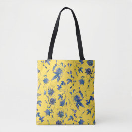 Blaue Passiflora in Wasserfarbe Tasche