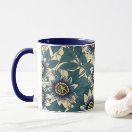 Blaue Passionsmuster-Blume Tasse