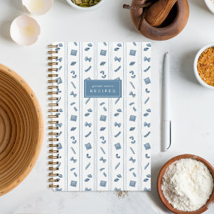 Blaue Pastastreifen Personalisiertes Rezept Notizbuch