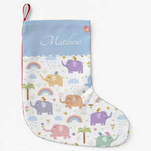 Blaue Pastel Elephant Muster für Little Boy Kleiner Weihnachtsstrumpf