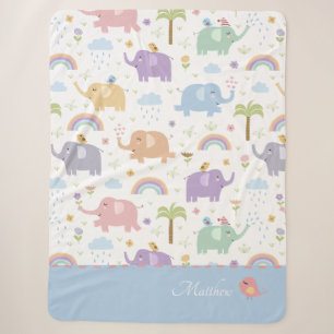 Blaue Pastel Elephant Muster für Little Boy Sherpadecke