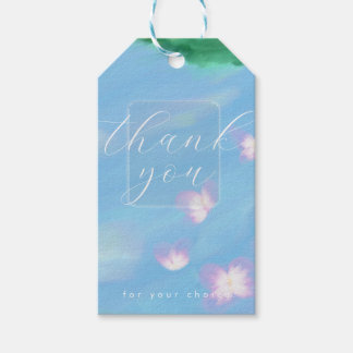 Blaue Pastell-Dankeschön-Geschenkkarte – Florales  Geschenkanhänger