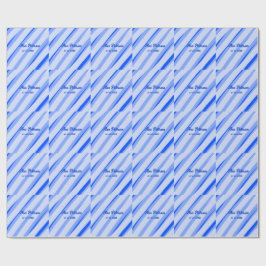 Blaue Pastell-Farben Namen Datum Boho Retro-Linien Geschenkpapier
