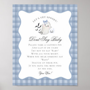 Blaue Pastell-Little-Boo-Geist-Sag-nicht-Baby-Spie Poster