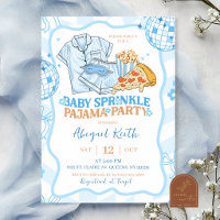 Blaue Pastell-Retro-Baby-Sprinkle-Pyjama-Party