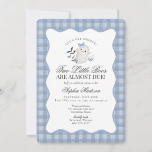 Blaue Pastell Süße Geister Zwillinge Baby Shower Einladung