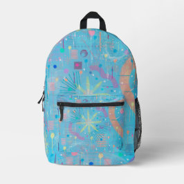 Blaue Pastell-Traum-Abstraktion  Bedruckter Rucksack