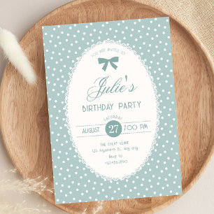 Blaue Pastell-Vintage-Geburtstag Einladung