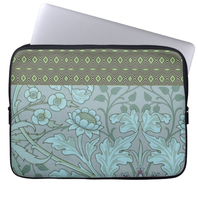Blaue PastellBlumen Laptopschutzhülle (Vorderseite)