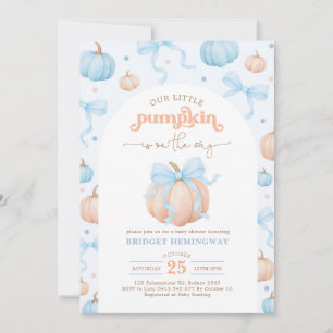 Blaue Pastellfarbene Kleine Kürbis-Jungen-Baby-Par Einladung