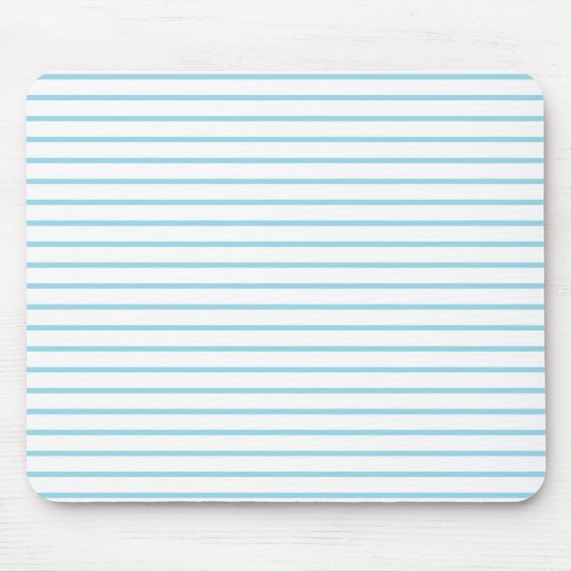 Blaue Pastelllinien weiß Mousepad (Vorne)