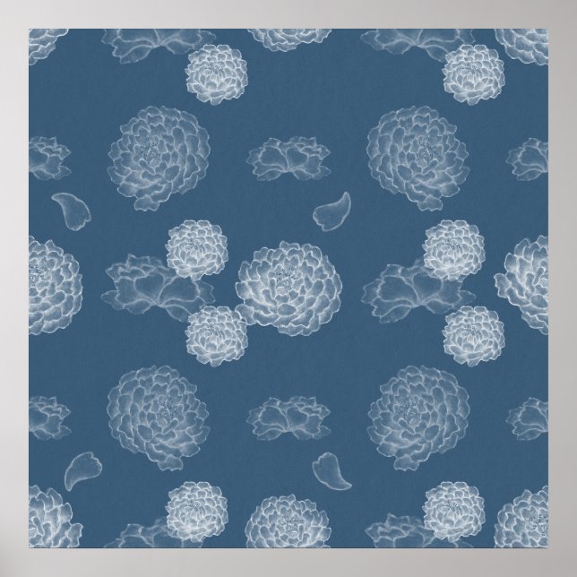 Blaue Peere nahtlose Blumenmuster Poster (Vorne)