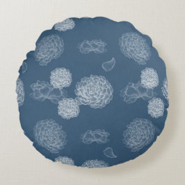 Blaue Peere nahtlose Blumenmuster Rundes Kissen