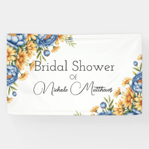 Blaue Peonie und Gelbe Milchfische Brautparty Banner