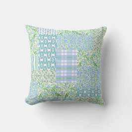Blaue Periwinkeln Blume Vintage Imitate Pattern Kissen