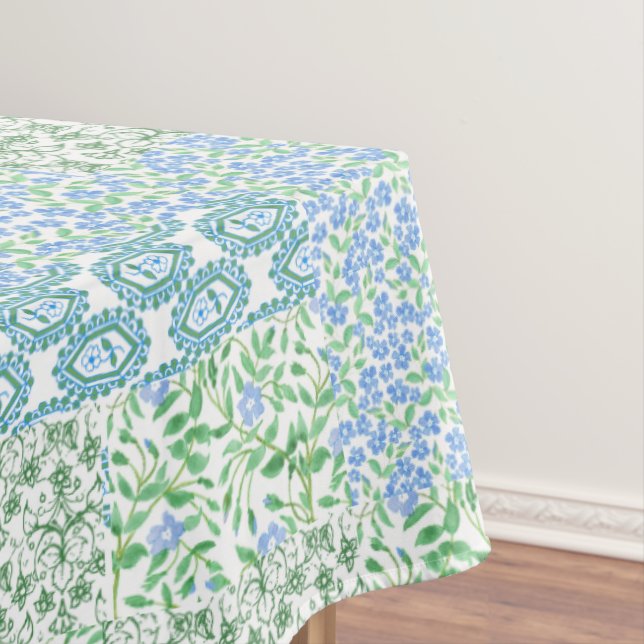 Blaue Periwinkeln Blume Vintage Imitate Pattern Tischdecke (Beispiel)