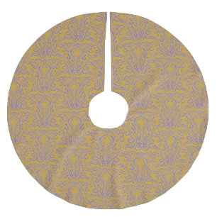 Blaue Periwinkle-Damaskus Alt-Welt-Gold Polyester Weihnachtsbaumdecke