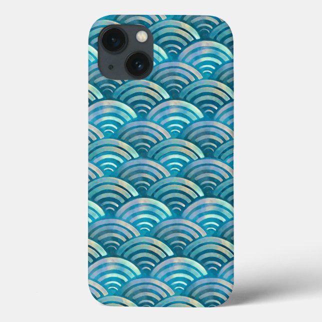 Blaue Perle Fischskala Muster Case-Mate iPhone Hülle (Rückseite)