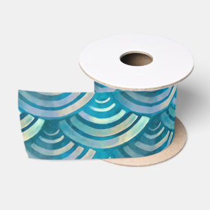 Blaue Perle Fischskala Muster Satinband