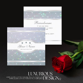 Blaue Perle Glitzer Leuchtende Sparklingstars Quadratische Visitenkarte