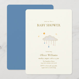 Blaue Perle Moderne elegante Regentropfen-Baby-Par Einladung