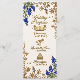 Blaue Perlen Elegante Florale Hochzeitsprogramm Programm