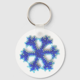 Blaue Perlen-Schneeflocke Schlüsselanhänger