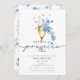 Blaue Perlen und Prosecco-Brautparty Einladung (Vorne/Hinten)
