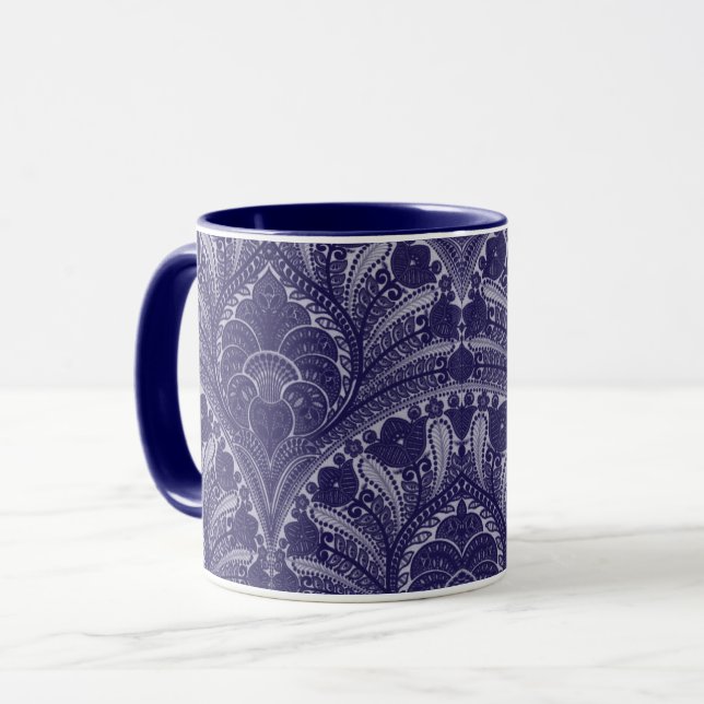 Blaue persische Blumendruck-Tasse Tasse (Vorderseite Links)