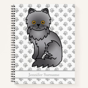 Blaue persische süße Cartoon-Katze & benutzerdefin Notizbuch