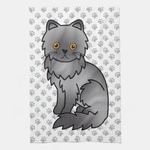 Blaue persische süße Cartoon-Katze Illustration Geschirrtuch
