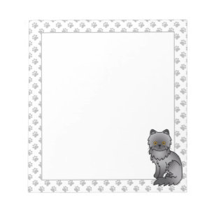 Blaue persische süße Cartoon-Katze Illustration Notizblock
