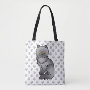Blaue persische süße Cartoon-Katze & Pfoten Tasche