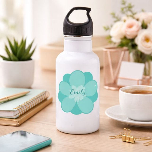 Blaue personalisierte Blume Trinkflasche (Von Creator hochgeladen)