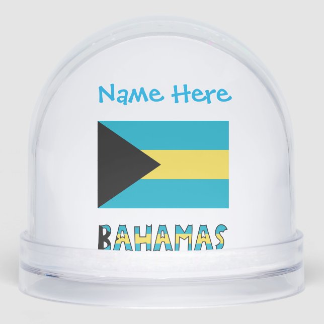 Blaue Personalisierung der Flagge Bahamas Bahamian Schneekugeln (Vorderseite)
