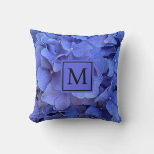 Blaue Perwinkle, elegante Blumenhydrangeas Kissen